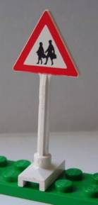 LEGO Road Sign Triangle with Pedestrian Crossing 2 People Pattern piece