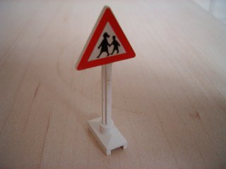 LEGO Road Sign Triangle with Children Playing Pattern piece