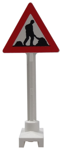 LEGO Road Sign Triangle with Thick Worker and 2 Piles Pattern piece