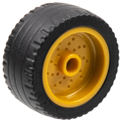 LEGO Wheel 18mm D. x 12mm with Pin Hole and Stud, Dotted Brake Rotor Lines with Black Tire 24 x 12 Low (66727 / 18977) piece