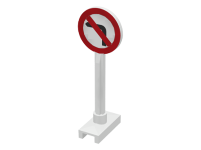 LEGO Road Sign Round with Left Turn Prohibited Pattern piece