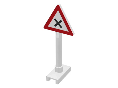 LEGO Road Sign Triangle with Dangerous Intersection Pattern piece