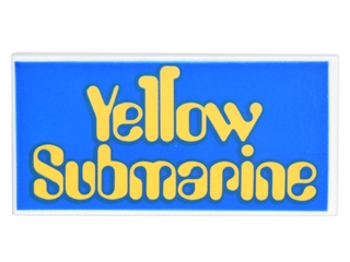 LEGO Tile 2 x 4 with 'Yellow Submarine' on Blue Background Pattern piece