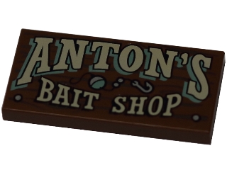 LEGO Tile 2 x 4 with ANTON'S BAIT SHOP Pattern piece