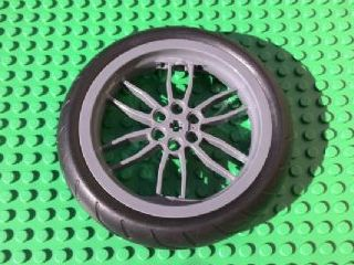 LEGO Wheel 75mm D. x 17mm Motorcycle with Black Tire 94.2mm D. x 22mm Motorcycle Racing Tread (88517 / 88516) piece