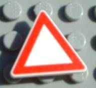 LEGO Road Sign 2 x 2 Triangle with Clip with Yield Pattern piece