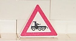 LEGO Road Sign 2 x 2 Triangle with Clip with Red Border and Truck Pattern piece