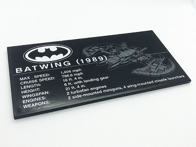 LEGO Tile 8 x 16 with Bottom Tubes with Batwing (1989) and Batman Logo Pattern (Sticker) - Set 76161 piece