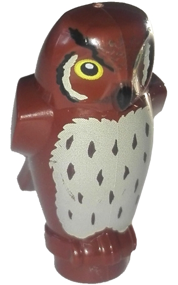 LEGO Owl, Angular Features with Black Beak, Yellow Eyes and Tan Chest Feathers Pattern (HP Pigwidgeon) piece