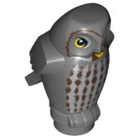 LEGO Owl, Angular Features with Yellow Beak and Eyes and Light Bluish Gray and Dark Brown Chest Feathers Pattern (HP Errol) piece