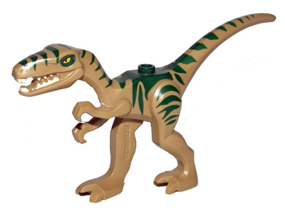 LEGO Dinosaur Coelophysis / Gallimimus with Dark Green Stripes and Yellow Eyes Pattern piece