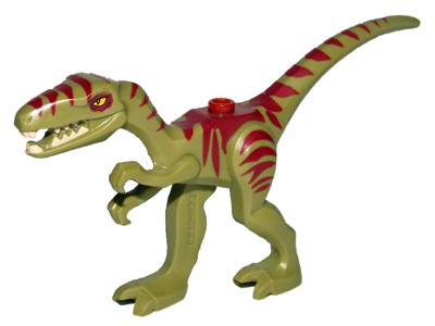LEGO Dinosaur Coelophysis / Gallimimus with Dark Red Stripes and Yellow Eyes Pattern piece