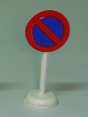 LEGO Road Sign with Post, Round with No Parking Blue Pattern - Single Piece Unit piece