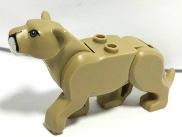 LEGO Cat, Large (Mountain Lion) with White Muzzle, Medium Azure Eyes and Nougat Nose Pattern piece