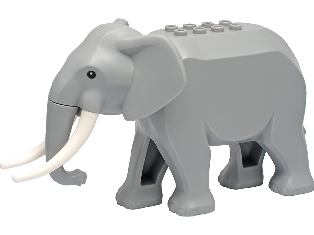 LEGO Elephant Type 2 with Long White Tusks piece
