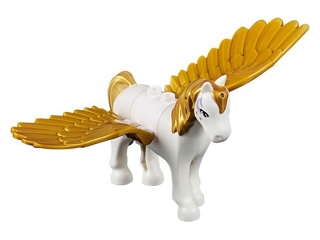 LEGO Pegasus, Elves with Medium Lavender Eyes and Gold Mane and Tail Pattern (Golden Glow) piece