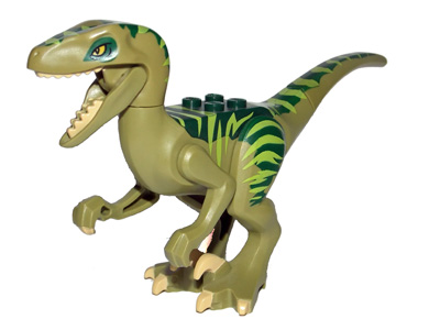 LEGO Dinosaur Raptor / Velociraptor with Dark Green Back, Lime Markings and Tan Claws piece