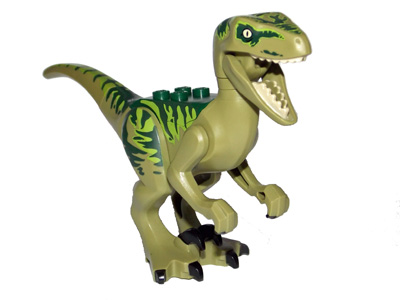 LEGO Dinosaur Raptor / Velociraptor with Dark Green Back, Lime Markings and Black Claws (Jurassic World Charlie) piece