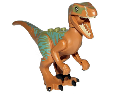 LEGO Dinosaur Raptor / Velociraptor with Olive Green Back and Sand Green Markings (Jurassic World Echo) piece