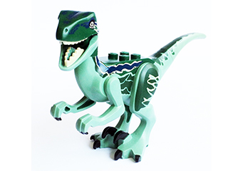 LEGO Dinosaur Raptor / Velociraptor with Dark Green Back and Dark Blue Markings (Jurassic World Blue) piece
