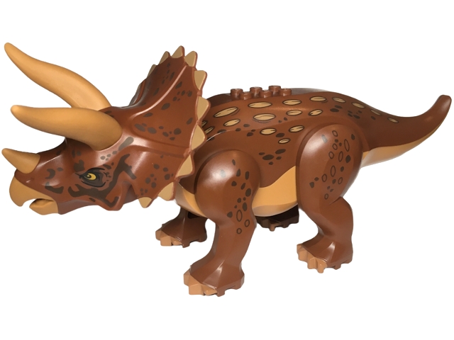 LEGO Dinosaur Triceratops with Reddish Brown Back and Medium Nougat and Dark Brown Markings piece