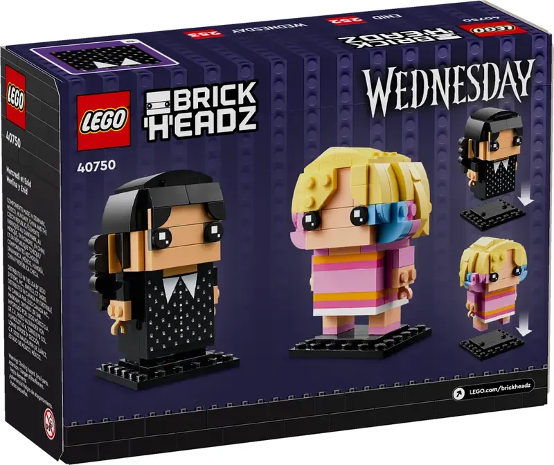 LEGO Wednesday & and Enid BrickHeadz back of box