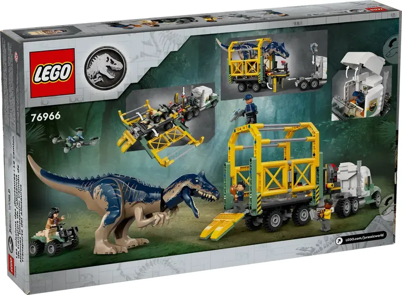 LEGO Jurassic World Dinosaur Missions: Allosaurus Transport Truck back of box