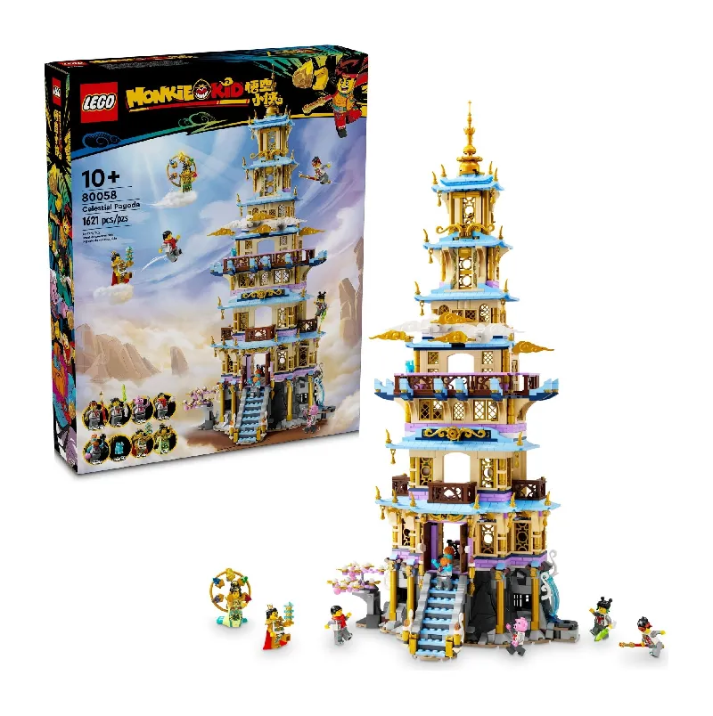 LEGO Monkie Kid Celestial Pagoda set and front of box