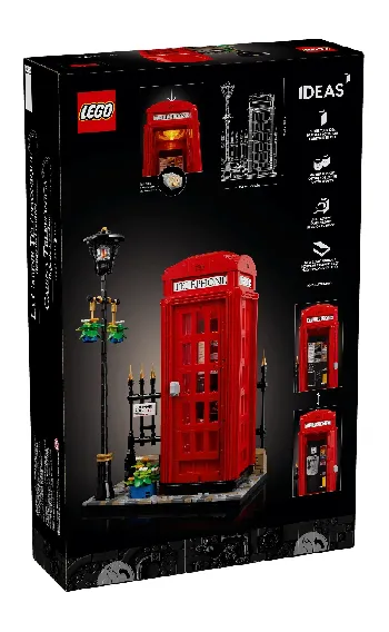 Back of LEGO Red London Telephone Box set box