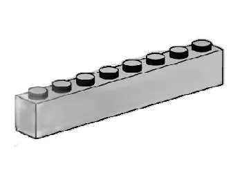 LEGO 1 x 8 Light Grey Bricks set