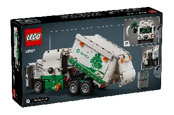 Back of LEGO Mack LR Electric Garbage Truck set box