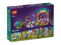 Back of LEGO Autumn's Baby Cow Shed set box