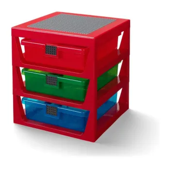 LEGO 3-Drawer Storage Rack (Transparent Red) set box