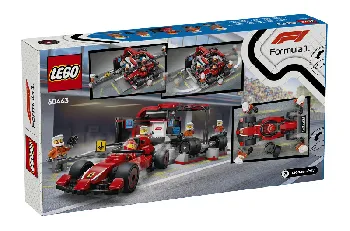 Back of LEGO F1 Pit Stop & Pit Crew with Ferrari Car set box