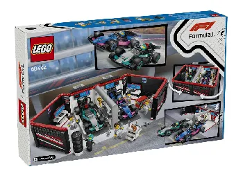 Back of LEGO F1 Garage & Mercedes-AMG & Alpine Cars set box