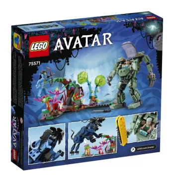 Back of LEGO Neytiri & Thanator vs. AMP Suit Quaritch set box