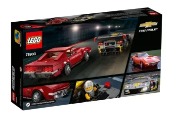 Back of LEGO Chevrolet Corvette C8.R Race Car and 1968 Chevrolet Corvette set box