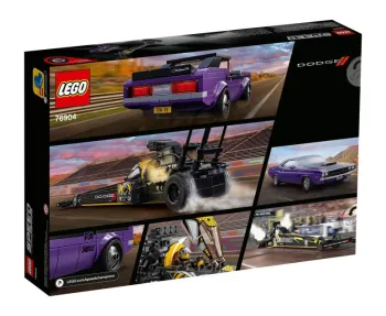 Back of LEGO Mopar Dodge//SRT Top Fuel Dragster and 1970 Dodge Challenger T/A set box