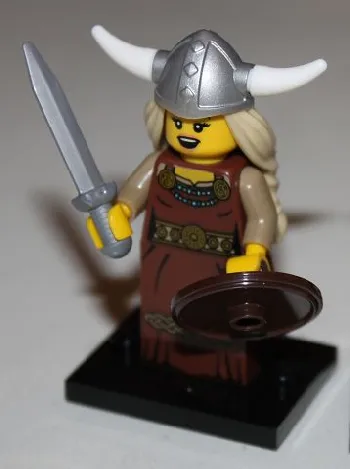 LEGO Viking Woman, Series 7 (Complete Set with Stand and Accessories) set