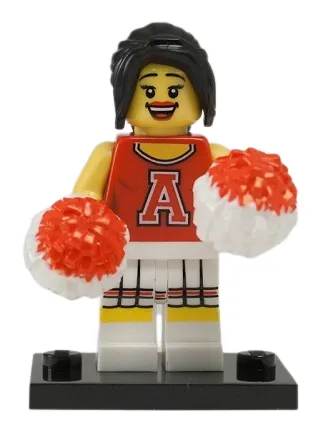 LEGO Red Cheerleader, Series 8 (Complete Set with Stand and Accessories) set