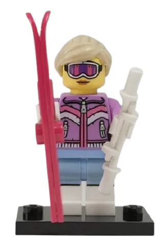 LEGO Downhill Skier, Series 8 (Complete Set with Stand and Accessories) set