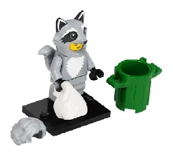 LEGO Raccoon Costume Fan, Series 22 (Complete Set with Stand and Accessories) set